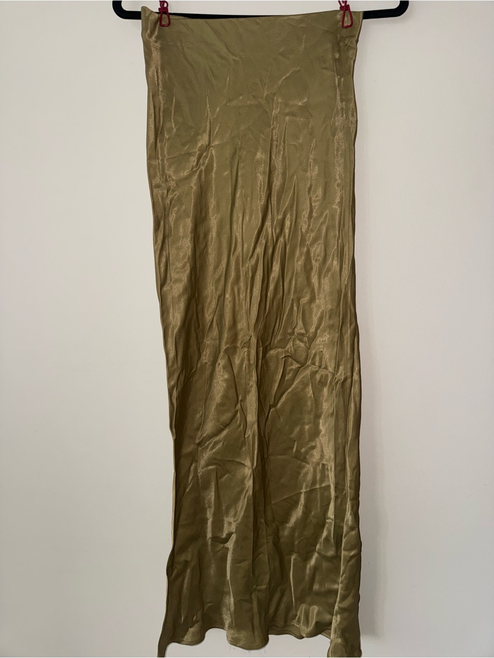 Zara Olive Gold Satin Maxi Skirt